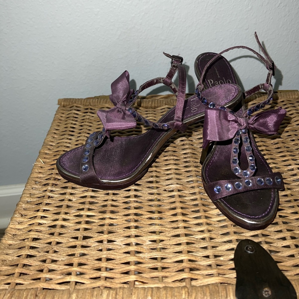 Paolo High Heels Purple with Rhinestones and Accent Bow